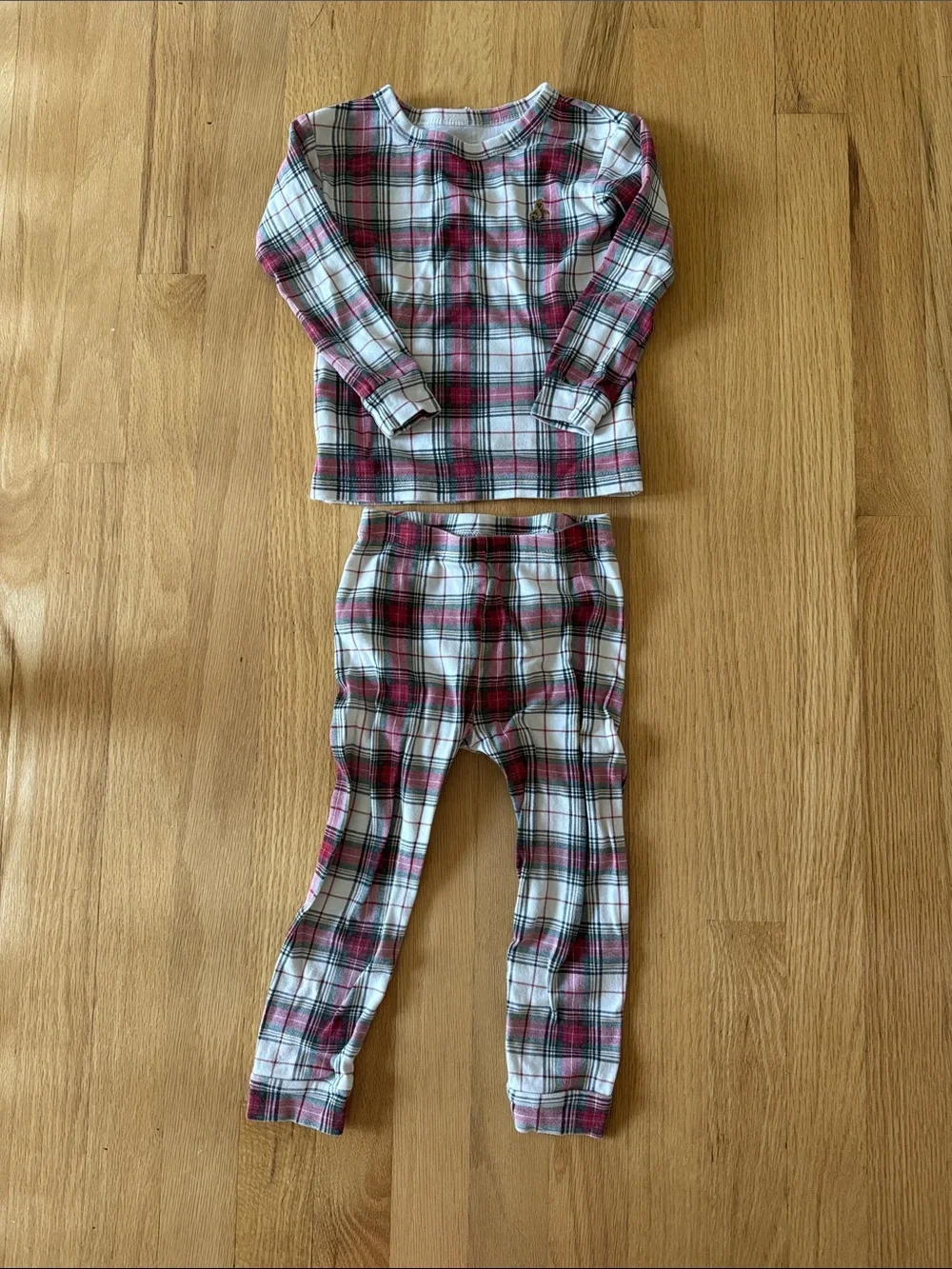 GAP Plaid Long-Sleeve Kids Pajama Set - White & Red